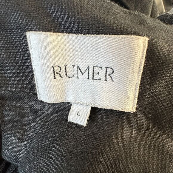 Rumer Black Avalon Ring Linen Dress Bandeau Top & Side Slit Skirt Zip Back L - Picture 8 of 16